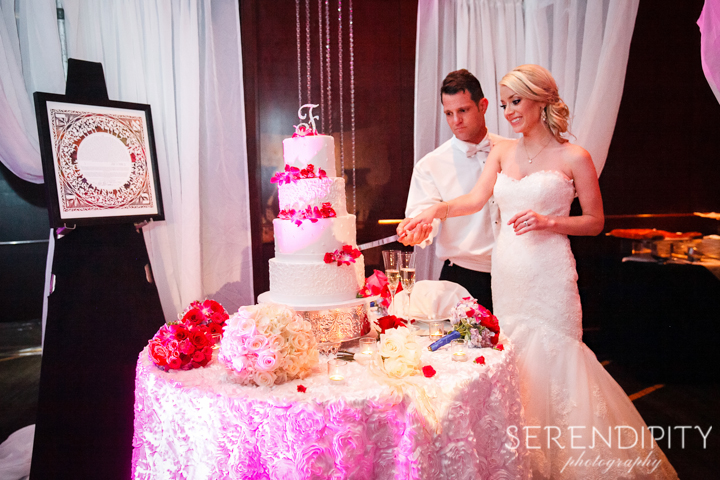 purple wedding, cake cutting, wedding photography, houston wedding