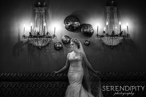 Crystal Ballroom Houston bridal portrait, downtown houston wedding reception,