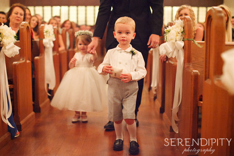First Evangelical Lutheran Church wedding ceremony, flower girl and ring bearer