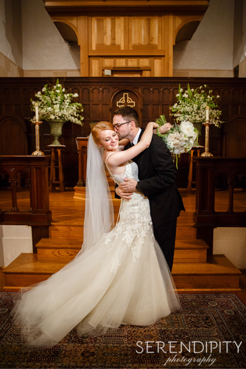 First Evangelical Lutheran Church, bride and groom portrait